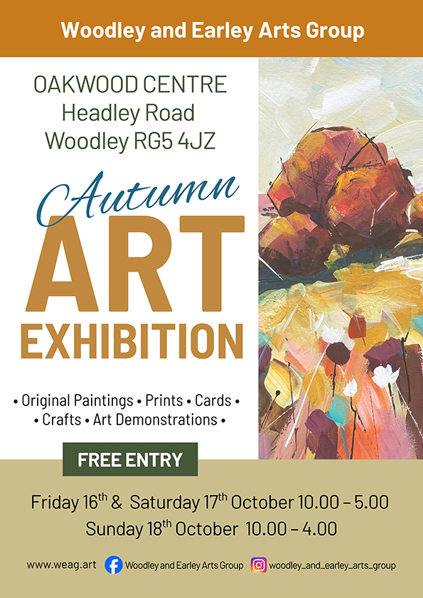 Autumn art exhibition on 16th to 18th October aat the Oakwood Centre in Woodley Woodley poster